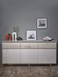 Комодино MODERNO-1800 В-2, Сосна Лапландия, Ф-4 Меренга мат